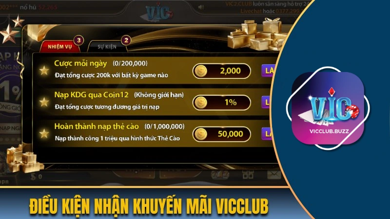 Những điều kiện nhận khuyến mãi trên Vicclub